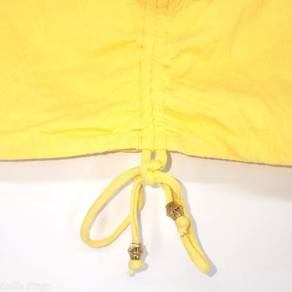 JMP The Label Yellow Textured Bandeau Bikini Set Gold Bead XL NWT